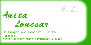 anita loncsar business card